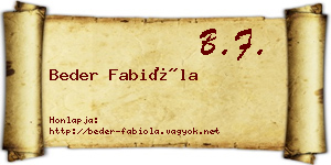 Beder Fabióla névjegykártya